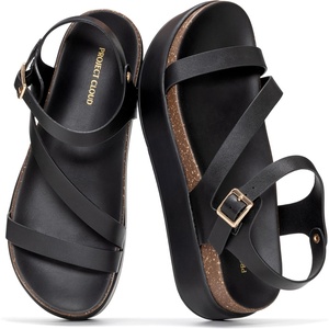 image:imageProject Cloud Adjustable Strap Platform Sandals Women Footwear Mellow  Plush amp Soft Insole Wedge Sandals for Women WaterResistant and NonSlip Lightweight Wedge SandalsBlack
