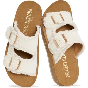 image:imageProject Cloud Comfortable Womens Sandals Platform Sandals for Women  Lightweight Plush Soft Insole Buckle Non Slip Durable Fashion Frayed Footwear Casual Beach Summer Everyday Style All Day WearCream  Light