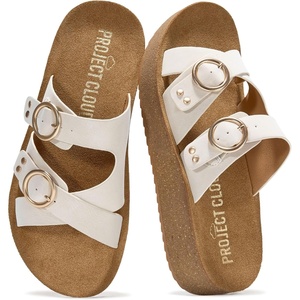 image:imageProject Cloud Comfortable Womens Sandals Platform Sandals for Women  Lightweight Plush Soft Insole Buckle Non Slip Durable Fashion Frayed Footwear Casual Beach Summer Everyday Style All Day WearCream  Kristi