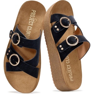 image:imageProject Cloud Comfortable Womens Sandals Platform Sandals for Women  Lightweight Plush Soft Insole Buckle Non Slip Durable Fashion Frayed Footwear Casual Beach Summer Everyday Style All Day WearPure Black  Kristi