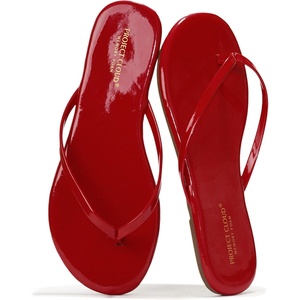 image:imageProject Cloud Flip Flops for Women Memory Foam Flats Sandals Foundations  Lightweight and Durable NonSlip SoleWomens Sandals  Beach Essentials Womens Flat Sandals for Everyday Comfort Daily WearDark Patent Red