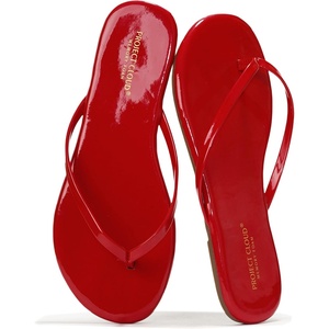 image:imageProject Cloud Flip Flops for Women Memory Foam Flats Sandals Foundations  Lightweight and Durable NonSlip SoleWomens Sandals  Beach Essentials Womens Flat Sandals for Everyday Comfort Daily WearRed Patent