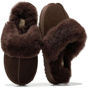 image:imageProject Cloud Genuine Leather FurLined NonSlip Clog Slippers for Women  Memory Foam Insole Indoor Outdoor Mule Shoes  Comfortable House Footwear Womens Slippers  FurLined Cold Weather EssentialsBitter Chocolate Suede