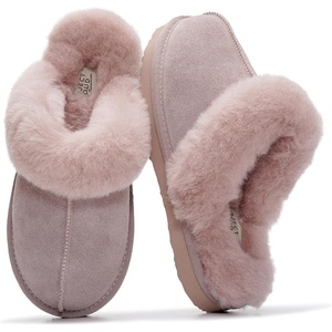 image:imageProject Cloud Genuine Leather FurLined NonSlip Clog Slippers for Women  Memory Foam Insole Indoor Outdoor Mule Shoes  Comfortable House Footwear Womens Slippers  FurLined Cold Weather EssentialsDusty Pink Suede