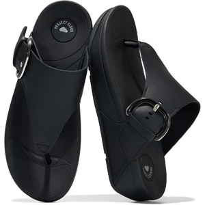 image:imageProject Cloud Genuine Leather Thong Flip Flops for Women with Arch Support  Genuine Leather Thong Flip Flops with Plush Soft Insole Arch Support amp Non Slip Outsole Comfortable Beach amp Summer SlidesBlack Leather  Buckle