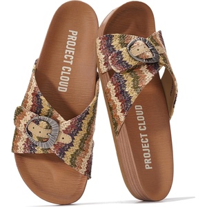 image:imageProject Cloud Genuine Suede Adjustable Buckle Slides for Women Footwear  Plush and Soft Insole for allday comfort Lightweight and NonSlip Outsole Womens Sandals Durable SlipOns Sandals WomenBrown Raffia