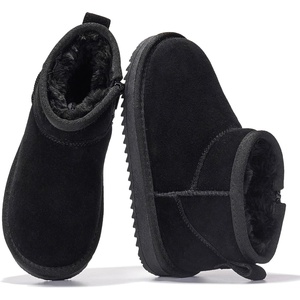 image:imageProject Cloud Girls 100 Genuine Leather Non Slip Fur Lined Ankle Boots  Water Resistant Lightweight Memory Foam Insole Cozy Fall Shoes for Boys amp Girls Kids Footwear Outdoor Everyday Kids BootsBlack