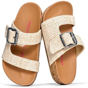 image:imageProject Cloud Girls Sandals amp NonSlip Kids Slides with Adjustable Buckle  Plush Soft Insole Lightweight Sandals for Girls  Comfortable Summer Shoes Casual Footwear Beach Slides for Kids SandalsNatural Raffia