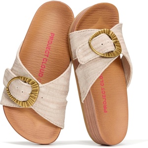 image:imageProject Cloud Girls Sandals amp NonSlip Kids Slides with Adjustable Buckle  Plush Soft Insole Lightweight Sandals for Girls  Comfortable Summer Shoes Casual Footwear Beach Slides for Kids SandalsWhite Sands