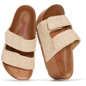 image:imageProject Cloud Girls Sandals with Adjustable Buckle Wedge Sandals 2026  Flexible Upper and Plush Soft Insole  Wedge NonSlip Outsole  Comfortable Kids Sandals for Girls for Daily WearNatural Raffia