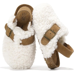 image:imageProject Cloud Kids 100 Genuine Leather Non Slip Clogs with Cork Footbed  Memory Foam Insole Arch Support Sandals for Boys amp Girls Slippers Comfortable Casual Everyday Indoor Outdoor Home FootwearWhite Fur Lined