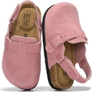 image:imageProject Cloud Kids 100 Genuine Leather Non Slip Clogs with Cork Footbed  Memory Foam Insole Arch Support Sandals for Boys amp Girls Slippers Comfortable Casual Everyday Indoor Outdoor Home FootwearPink Suede Mono With Back Strap
