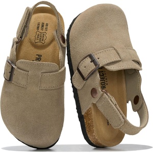 image:imageProject Cloud Kids 100 Genuine Leather Non Slip Clogs with Cork Footbed  Memory Foam Insole Arch Support Sandals for Boys amp Girls Slippers Comfortable Casual Everyday Indoor Outdoor Home FootwearTaupe Suede Bronze With Back Strap