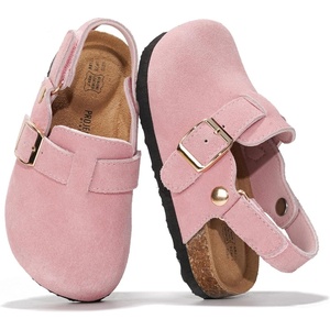 image:imageProject Cloud Kids 100 Genuine Leather Non Slip Clogs with Cork Footbed  Memory Foam Insole Arch Support Sandals for Boys amp Girls Slippers Comfortable Casual Everyday Indoor Outdoor Home FootwearPink With Back Strap