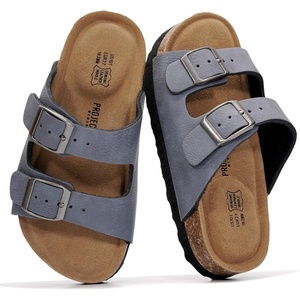 image:imageProject Cloud Kids Sandals 100 Genuine Leather Slides for Boys amp Girls  Natural Cork Footbed Non Slip Lightweight Water Resistant Sandals  Beach Footwear Sandals for Kids  Comfortable Kids SlidesJersey Blue Leather