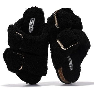 image:imageProject Cloud Kids Sandals 100 Genuine Leather Slides for Boys amp Girls  Natural Cork Footbed Non Slip Lightweight Water Resistant Sandals  Beach Footwear Sandals for Kids  Comfortable Kids SlidesBlack Fur