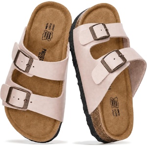 image:imageProject Cloud Kids Sandals 100 Genuine Leather Slides for Boys amp Girls  Natural Cork Footbed Non Slip Lightweight Water Resistant Sandals  Beach Footwear Sandals for Kids  Comfortable Kids SlidesPink