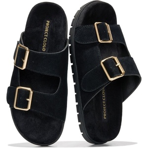 image:imageProject Cloud NonSlip Summer Slides for Women amp Lightweight Womens Sandals  Plush Soft Insole Lightweight Flat Sandals  NonSlip Outsole Soft amp Plush Insole Casual Footwear  Summer Slides for WomenLanura Black Suede