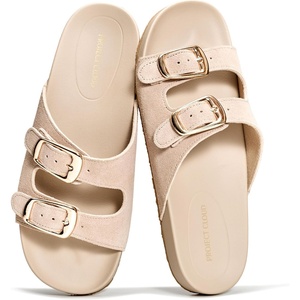 image:imageProject Cloud NonSlip Summer Slides for Women amp Lightweight Womens Sandals  Plush Soft Insole Lightweight Flat Sandals  NonSlip Outsole Soft amp Plush Insole Casual Footwear  Summer Slides for WomenBeige Suede