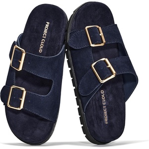 image:imageProject Cloud NonSlip Summer Slides for Women amp Lightweight Womens Sandals  Plush Soft Insole Lightweight Flat Sandals  NonSlip Outsole Soft amp Plush Insole Casual Footwear  Summer Slides for WomenLanura  Navy Suede