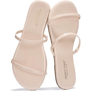 image:imageProject Cloud Summer Sandals for Women with Memory Foam Insole Transition  Memory Foam Insole Beach Flip Flops NonSlip Sole Lightweight Double Straps Summer Sandals for Women Everyday ComfortBeige Patent