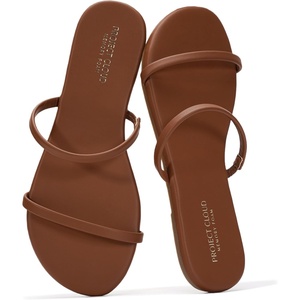 image:imageProject Cloud Summer Sandals for Women with Memory Foam Insole Transition  Memory Foam Insole Beach Flip Flops NonSlip Sole Lightweight Double Straps Summer Sandals for Women Everyday ComfortWhiskey