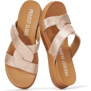 image:imageProject Cloud Wedge Sandals for Women Plush Insole Strappy Sandals 2026  Soft Plush Insole Lightweight Design NonSlip Durable Outsole Strappy Wedge Sandals for Women Everyday ComfortRosegold