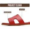 image:imageProject Cloud 100 Genuine Leather Sandals Women Flats For Women Jannel  Sandals for Women Fashion Flat Womens Sandals with Memory Foam Insole Slides Sandals Footwear Mules Womens SandalsRed