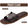 image:imageProject Cloud 100 Genuine Leather Sandals Women Flats For Women Jannel  Sandals for Women Fashion Flat Womens Sandals with Memory Foam Insole Slides Sandals Footwear Mules Womens SandalsDark Chocolate Leather