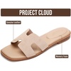 image:imageProject Cloud 100 Genuine Leather Sandals Women Flats For Women Jannel  Sandals for Women Fashion Flat Womens Sandals with Memory Foam Insole Slides Sandals Footwear Mules Womens SandalsTaupe Suede