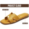 image:imageProject Cloud 100 Genuine Leather Sandals Women Flats For Women Jannel  Sandals for Women Fashion Flat Womens Sandals with Memory Foam Insole Slides Sandals Footwear Mules Womens SandalsYellow