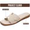 image:imageProject Cloud 100 Genuine Leather Sandals Women Flats For Women Jannel  Sandals for Women Fashion Flat Womens Sandals with Memory Foam Insole Slides Sandals Footwear Mules Womens SandalsBone