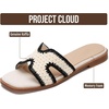 image:imageProject Cloud 100 Genuine Leather Sandals Women Flats For Women Jannel  Sandals for Women Fashion Flat Womens Sandals with Memory Foam Insole Slides Sandals Footwear Mules Womens SandalsCream Multi