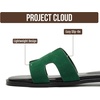 image:imageProject Cloud 100 Genuine Leather Sandals Women Flats For Women Jannel  Sandals for Women Fashion Flat Womens Sandals with Memory Foam Insole Slides Sandals Footwear Mules Womens SandalsGreen Suede