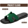 image:imageProject Cloud 100 Genuine Leather Sandals Women Flats For Women Jannel  Sandals for Women Fashion Flat Womens Sandals with Memory Foam Insole Slides Sandals Footwear Mules Womens SandalsGreen Suede