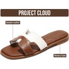 image:imageProject Cloud 100 Genuine Leather Sandals Women Flats For Women Jannel  Sandals for Women Fashion Flat Womens Sandals with Memory Foam Insole Slides Sandals Footwear Mules Womens SandalsBrown White