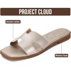 image:imageProject Cloud 100 Genuine Leather Sandals Women Flats For Women Jannel  Sandals for Women Fashion Flat Womens Sandals with Memory Foam Insole Slides Sandals Footwear Mules Womens SandalsGold