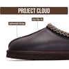 image:imageProject Cloud 100 Genuine Leather Shearling Slippers for Women Nerita  Australian Fur Lining Memory Foam Insole Non Slip EVA Sole Fuzzy Plush House Shoes Warm Cozy Indoor Footwear Everyday ComfortBrown Distressed