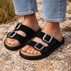 image:imageProject Cloud Trendy Adjustable Sandals amp Slides for Women with Soft Insole  Non Slip Outsole Womens Footwear Comfortable Womens Sandals  Summer Sandals for Women  Womens Slides with Plush InsoleSharl 2  Black Suede
