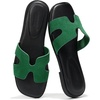 image:imageProject Cloud 100 Genuine Leather Sandals Women Flats For Women Jannel  Sandals for Women Fashion Flat Womens Sandals with Memory Foam Insole Slides Sandals Footwear Mules Womens SandalsGreen Suede