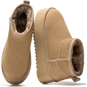 image:imageProject Cloud 100 Genuine Leather Platform Ankle Boots for Women Huggy  Memory Foam Insole Lightweight Winter Booties  Womens Casual Footwear Fall Shoes  Fashionable Womens Boots with EVA OutsoleBone Suede