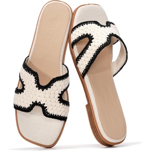 image:imageProject Cloud 100 Genuine Leather Sandals Women Flats For Women Jannel  Sandals for Women Fashion Flat Womens Sandals with Memory Foam Insole Slides Sandals Footwear Mules Womens SandalsCream Multi