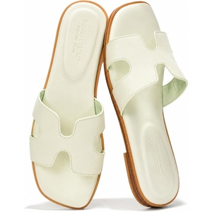image:imageProject Cloud 100 Genuine Leather Sandals Women Flats For Women Jannel  Sandals for Women Fashion Flat Womens Sandals with Memory Foam Insole Slides Sandals Footwear Mules Womens SandalsPistachio Leather