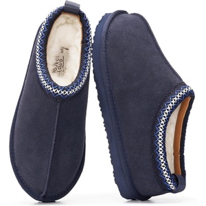 image:imageProject Cloud 100 Genuine Leather Shearling Slippers for Women Nerita  Australian Fur Lining Memory Foam Insole Non Slip EVA Sole Fuzzy Plush House Shoes Warm Cozy Indoor Footwear Everyday ComfortNavy Suede