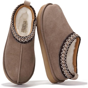 image:imageProject Cloud 100 Genuine Leather Shearling Slippers for Women Nerita  Australian Fur Lining Memory Foam Insole Non Slip EVA Sole Fuzzy Plush House Shoes Warm Cozy Indoor Footwear Everyday ComfortTaupe