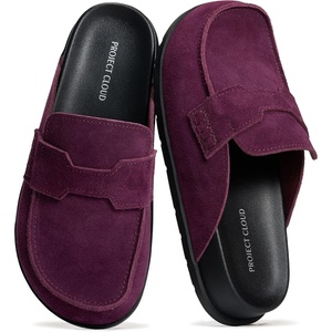 image:imageProject Cloud 100 Genuine Leather Slip On Womens Clogs 2026 Foamy  Plush amp Soft Insole with Arch Support for Comfort Non Slip Mules amp Clogs for Women Footwear Water Resistant Women ShoesEggplant Suede