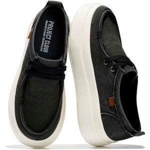image:imageProject Cloud Canvas Platform Loafers for Women Boat Shoes for Women Dana  Canvas Womens Sneakers with High Density SmartFoam Insole Womens Shoes  Lightweight Womens Sneakers Women FootwearBlack Retro Canvas