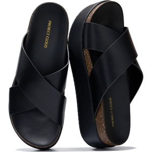 image:imageProject Cloud Platform Sandals Women  Wedge Sandals for Women 2026 Silly  Womens Sandals Comfortable with Soft amp Plush Insole  Non Slip Beach Essentials Womens Slide  Stylish Women FootwearBlack Leather