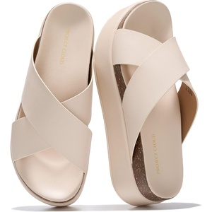 image:imageProject Cloud Platform Sandals Women  Wedge Sandals for Women 2026 Silly  Womens Sandals Comfortable with Soft amp Plush Insole  Non Slip Beach Essentials Womens Slide  Stylish Women FootwearNude Leather