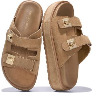 image:imageProject Cloud Platform Sandals Women Memory Foam Slides Havana  Memory Foam Insole Adjustable Buckle Lightweight Design NonSlip Sole Platform Slides for Women Everyday ComfortTan Suede